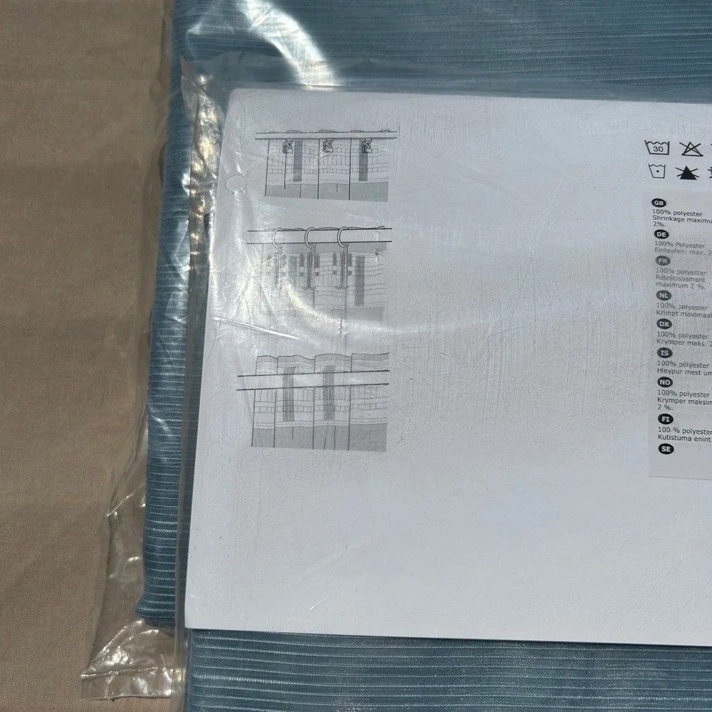 IKEA GJERTRUD Sheer Curtains 2 Panels Blue 57x98 Rod Pocket Window Treatment